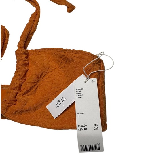 Juillet June Bikini Top Poppy Terry Orange Large Vacation Resort Summer - Picture 4 of 5